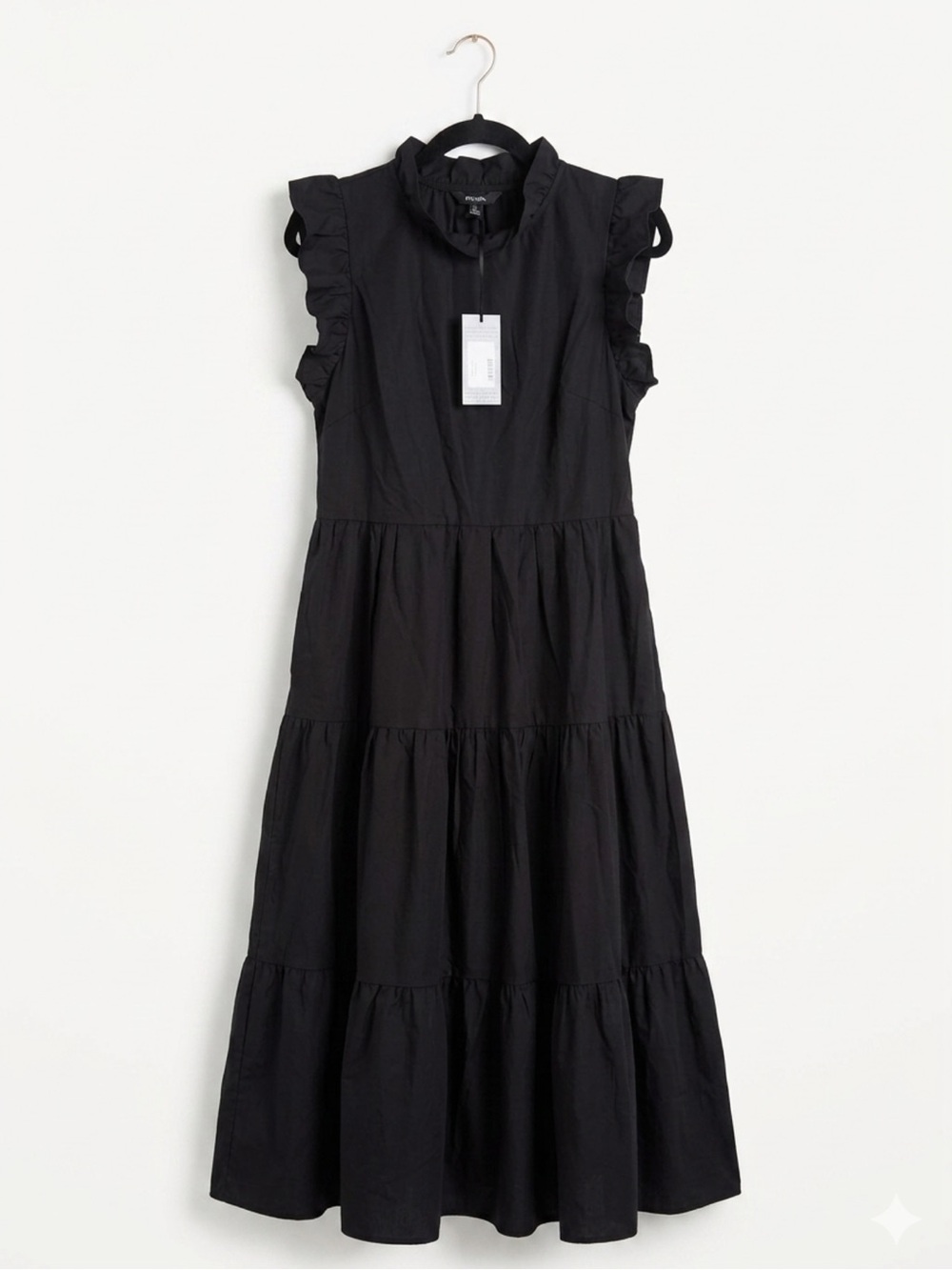 Black Ruffle Tiered Midi Dress - Unbranded
